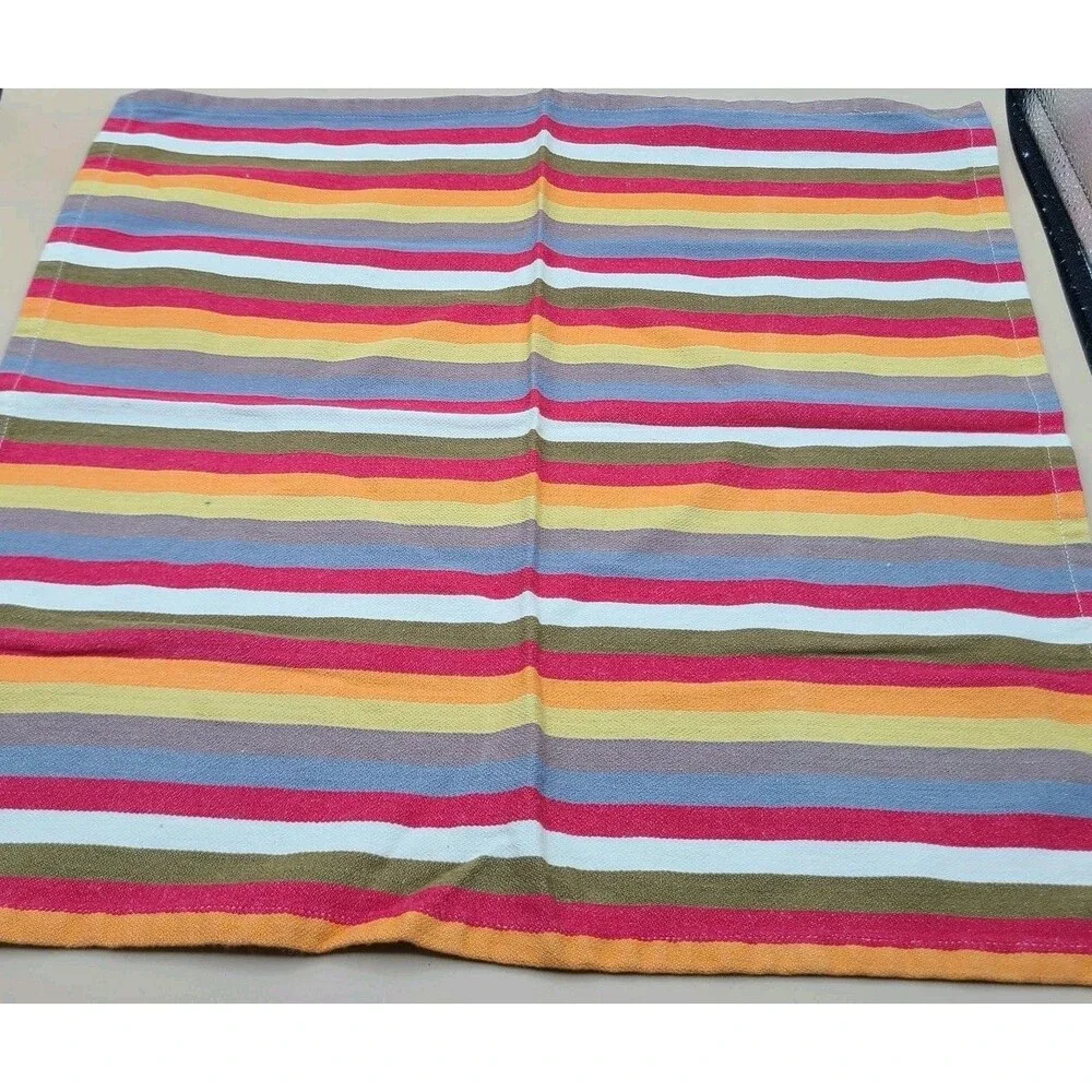 PIER 1 Bright Stripe Napkins Cotton Set of 8 Unused 19